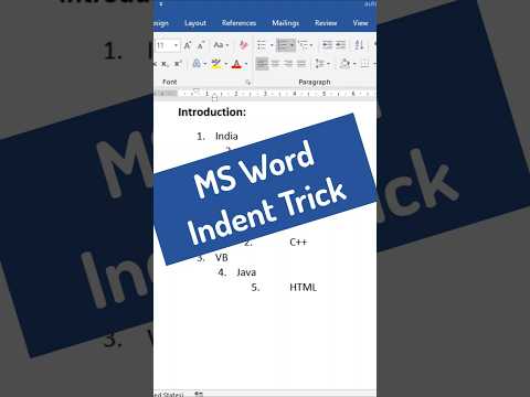 ✨ Master the Indent Trick in MS Word ?️