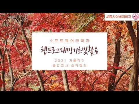 웹프로그래밍기초및활용 중간고사 대비 요약 특강 (진정순교수님)